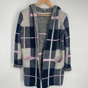 Marled Hoodie Cardigan Women’s XS Blue Plaid ComfyCore Fall‎ Winter Oversized